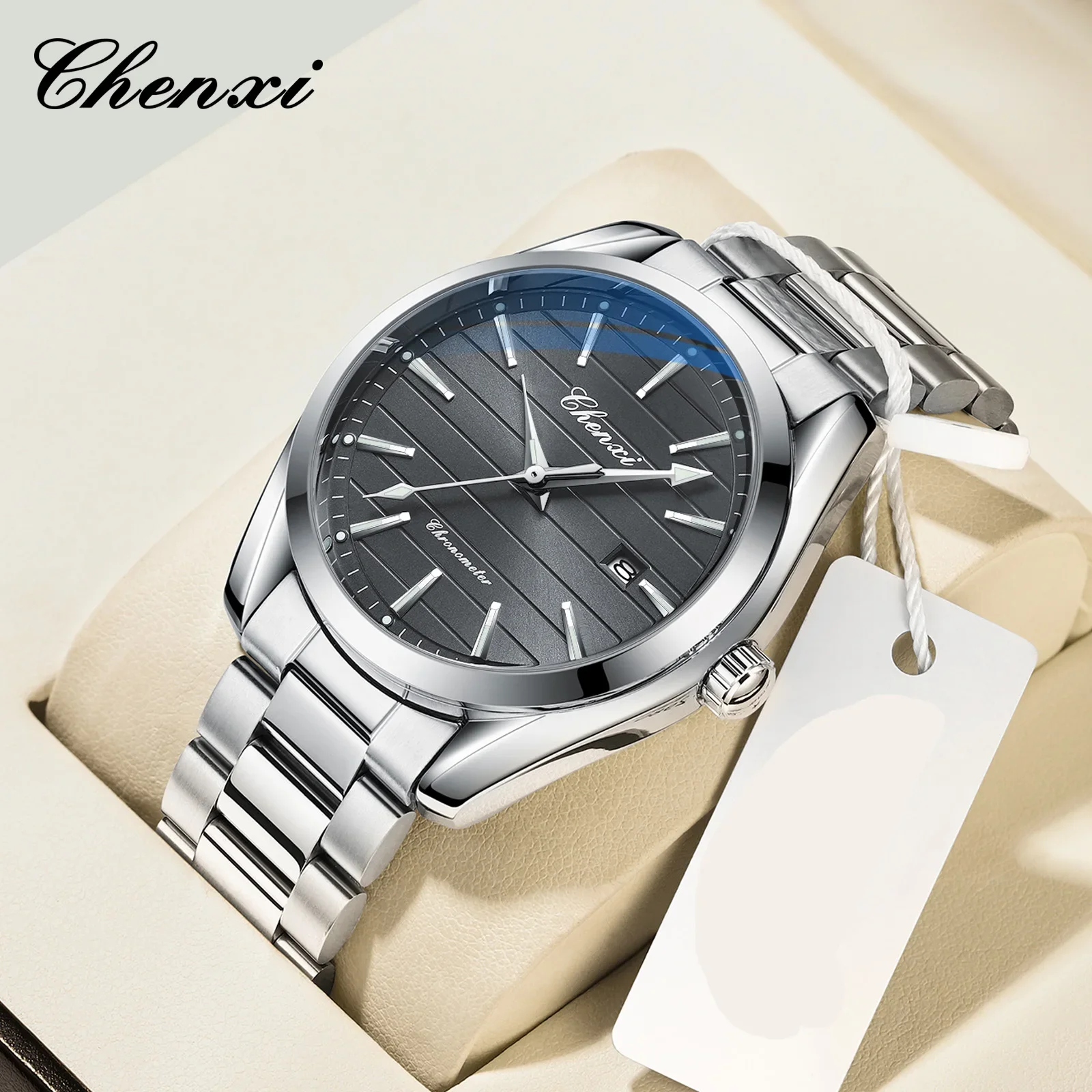 CHENXI Orologio da uomo NUOVO 2025 Calendario della moda Orologi da lavoro al quarzo Orologio da polso da uomo luminoso impermeabile in acciaio inossidabile