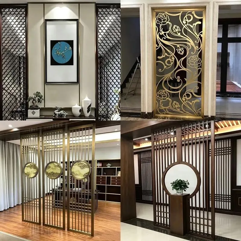 Custom New Chinese Style Cloud Hollow Stainless Steel Metal Screen Interior Decoration Room Partition