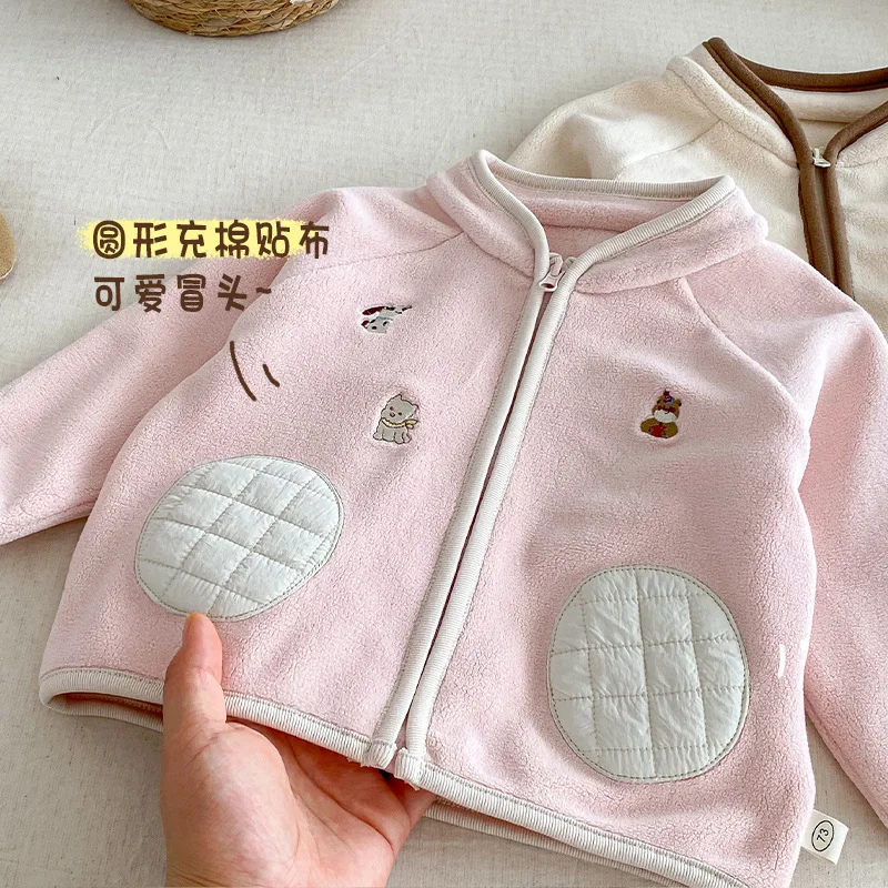 Children's Double-sided Velvet Jacket 2025 New Winter Girls' Super Cute Embroidered Cartoon Thick Top Boys' Winter Clothing