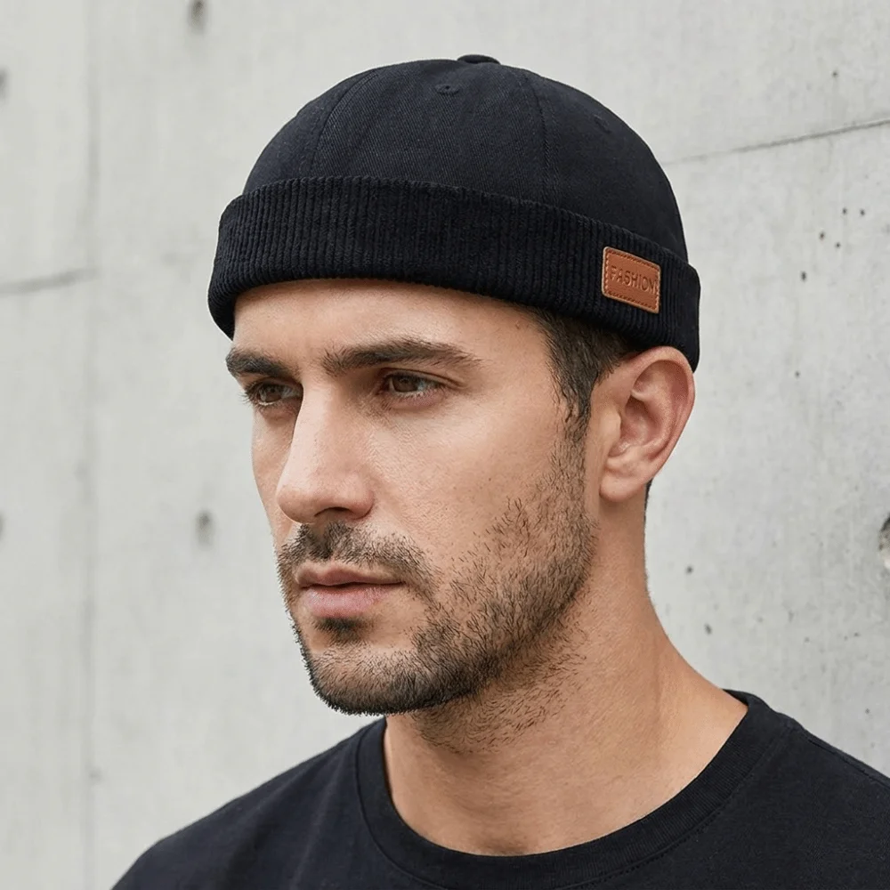 Casual Corduroy Splicing Dome Melon Cap Solid Color Adjustable Bucket Cap Brimless Beanies Docker Hat Travel