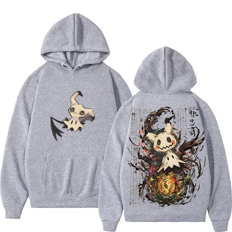 بوكيمون ميميكيو الفن طباعة هوديي للرجال والنساء 2025 الخريف/الشتاء جديد Y2K Harajuku حجم كبير البلوز غير رسمي