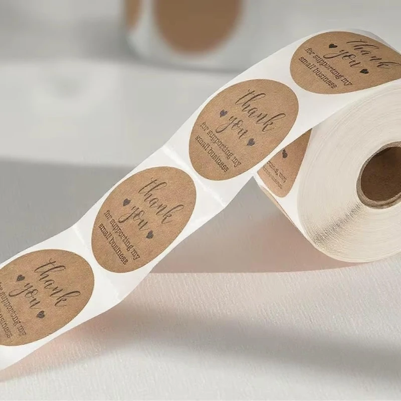 500 ورقة/لفة (عبوة من قطعتين) ملصقات ملصقات ورق الكرافت، شكرًا لك على شراء ملصق الديكور التجاري