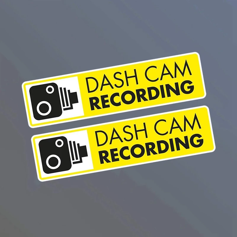 2Pcs Dash Cam Recording Warning Vinyl Sticker M254, for Car Rear Window Bumper, Security-Theme Personalized Auto Exterior Decor