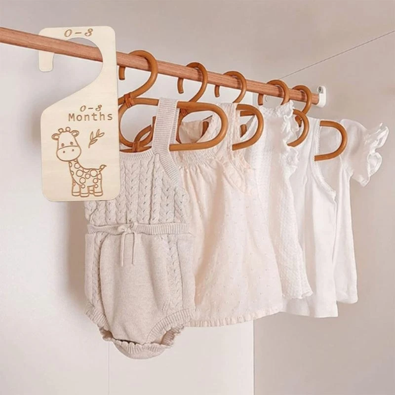 J15U 7 قطع فواصل خزانة خشبية للأطفال من حديثي الولادة إلى 24 شهر ديكور الحضانة منظمات ملابس الأطفال هدية الدش