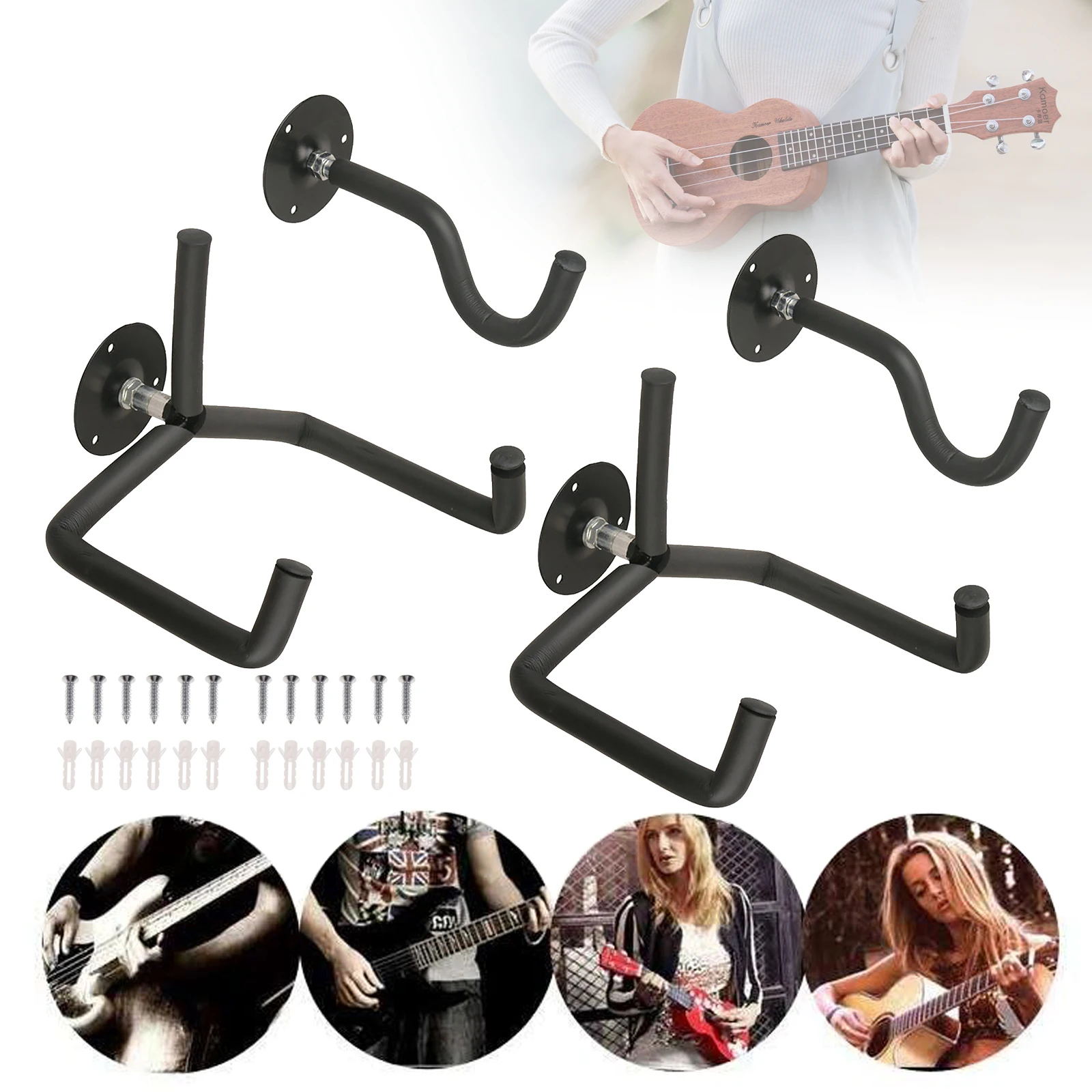 Ensemble de cintres pour guitare avec support mural, crochet de guitare réglable, support mural protégé en mousse pour acoustique et électrique