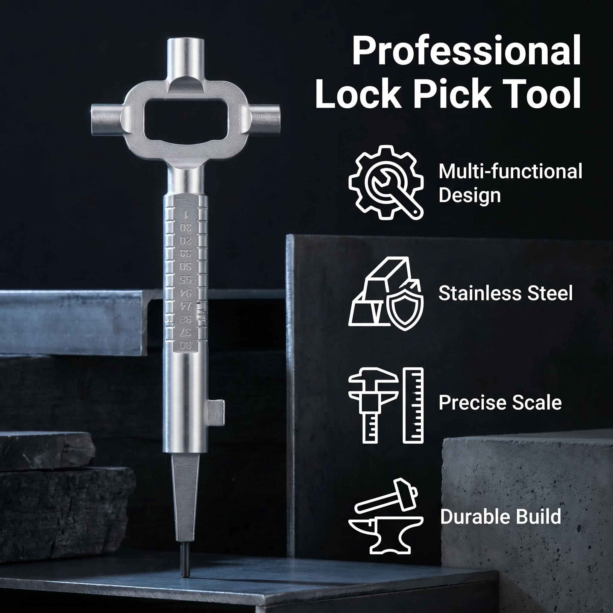 Sliver Locksmith Tool Multi Purpose Cylinder Gauge Cam Turner Spindle Turner