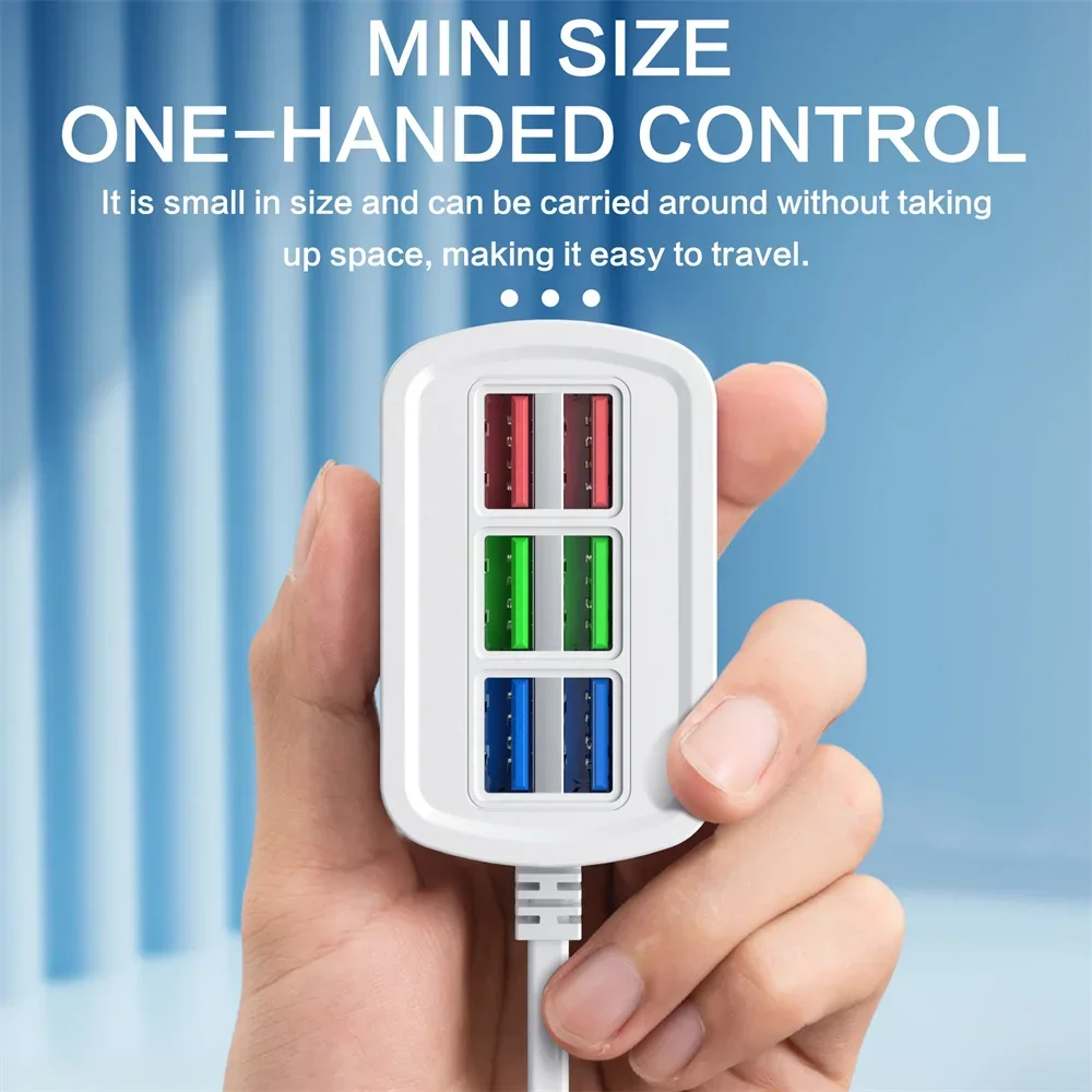 6 Ports USB US/EU Plug Fast Charging Charger Desktop Multifunction Power Charger Adapter For Home Office School Travel Room image 4