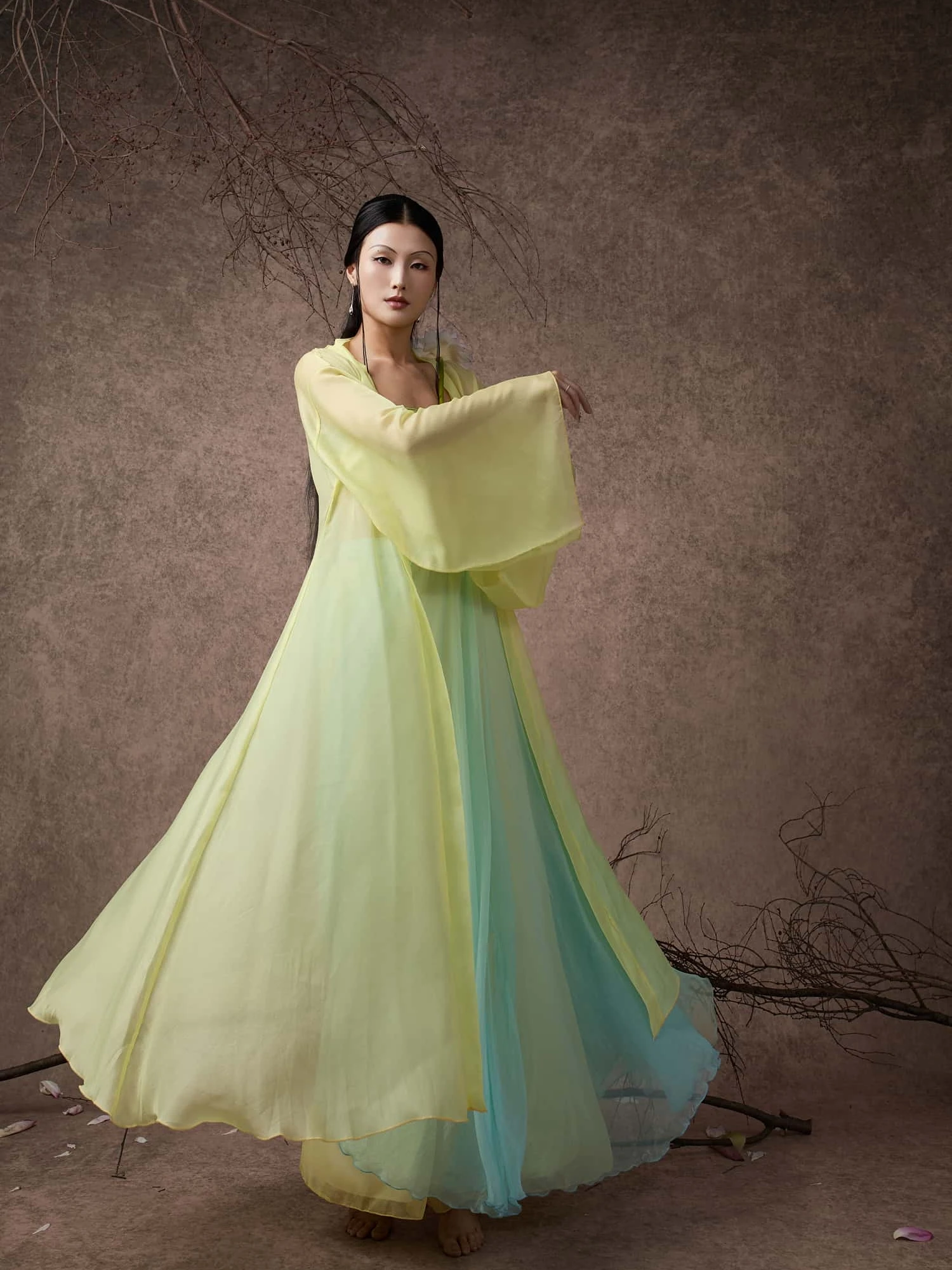 

Женский этнический костюм WYZ: Желто-зеленый, яркий, многослойный, универсальный, для выступлений, в стиле джаз, оверсайз