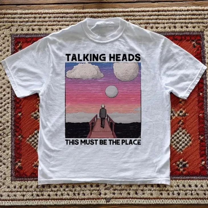 

Plus Size Summer Women's Vintage Talking Heads T-Shirt Cotton Breathable Stylish Versatile Street Style Oversized