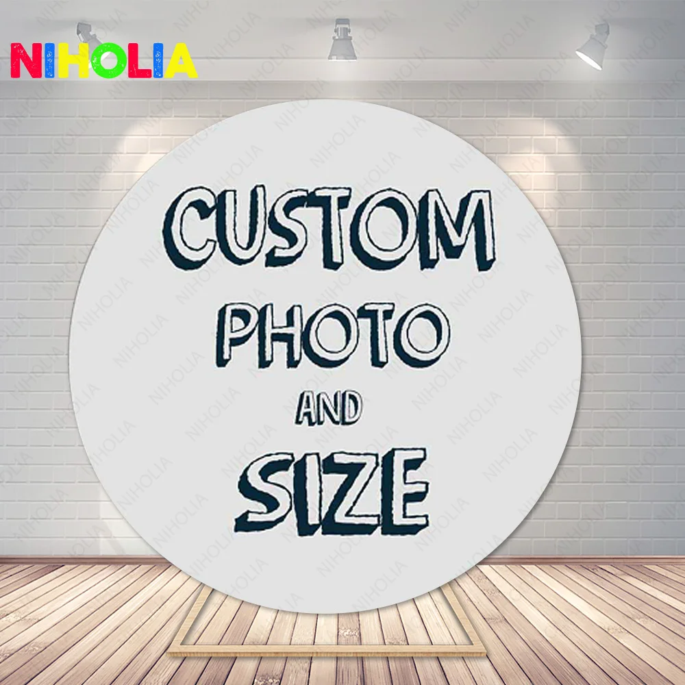 Niholia Customize Round Photography Backdrop Kids Birthday Party Background Cake Table Booth Prop Cylinder Cover