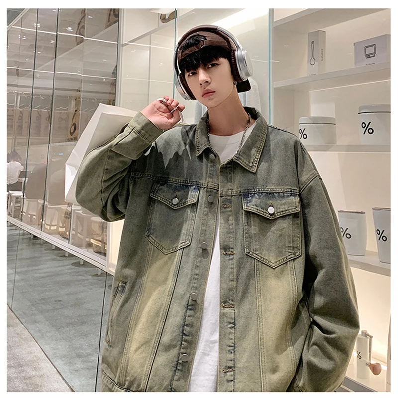Autumn Men American Fashion Motorcycle Vintage Jeans Jackets Hommes Slim Fit Cotton Hip Hop Casual High Street Coats Streetwear