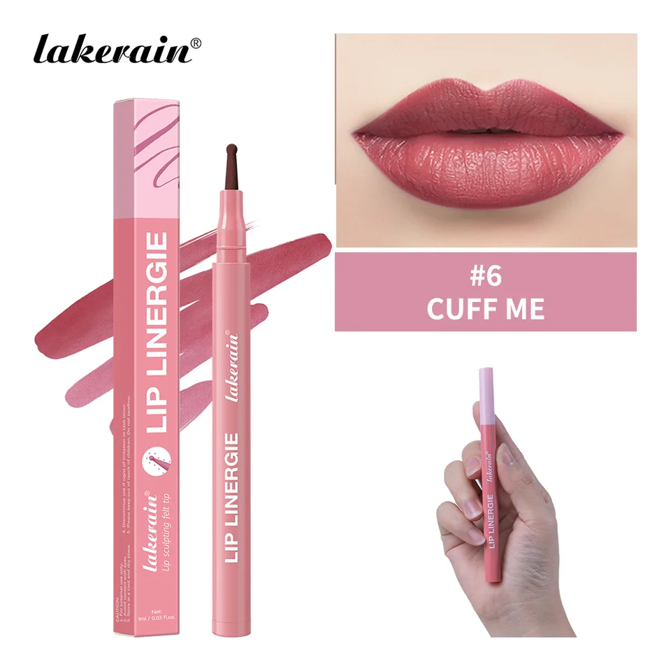 2-in-1 Lip Contour Lip Stain Pen Smudge-proof Non-stick Cup Moisturizing Lip Makeup Cosmetic Dual-Sided Tip Lip Stain & Liner, image 12