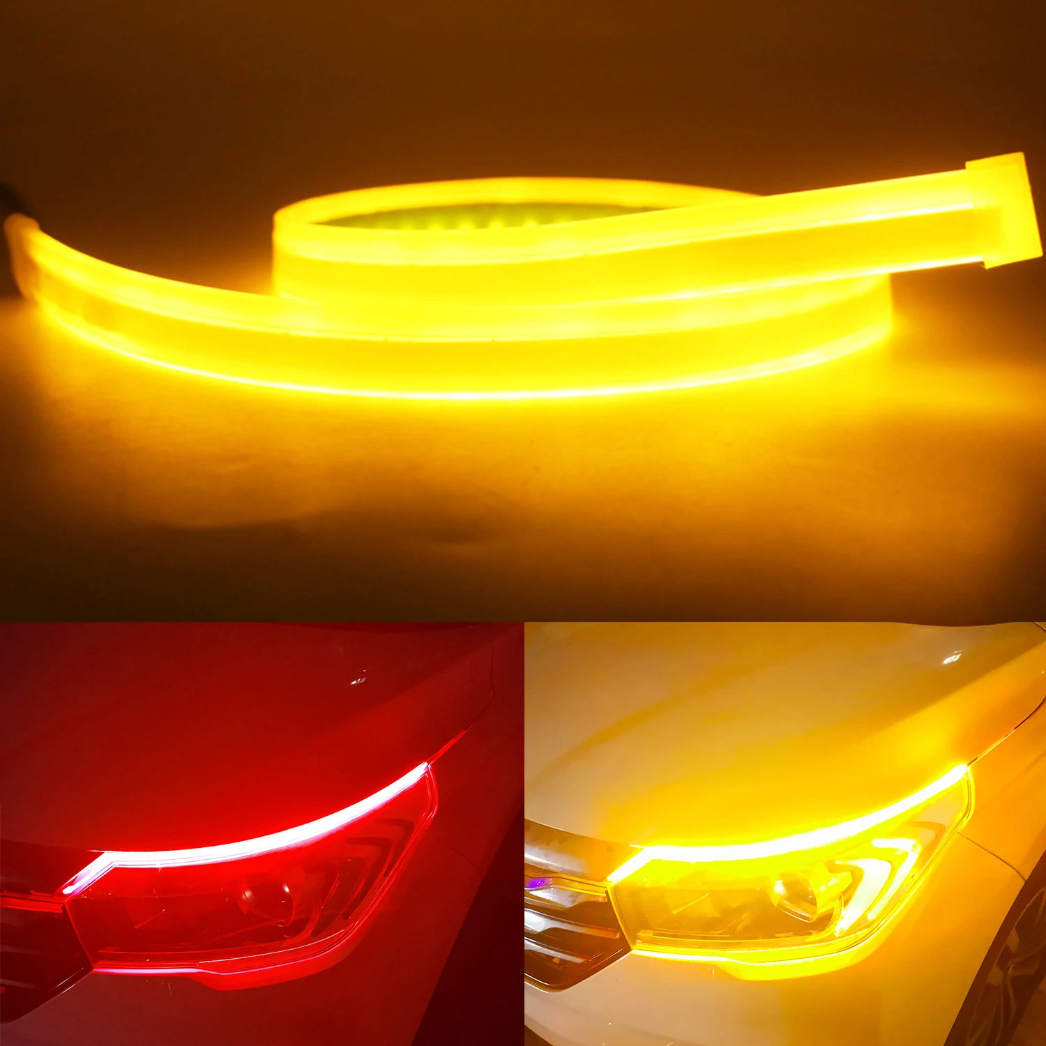 

2PCS 30CM 45CM 60CM LED Strip Lights White/Blue/Red&Amber for Cars Motorcycles Streamer Turn Signal Light Daylight DRL