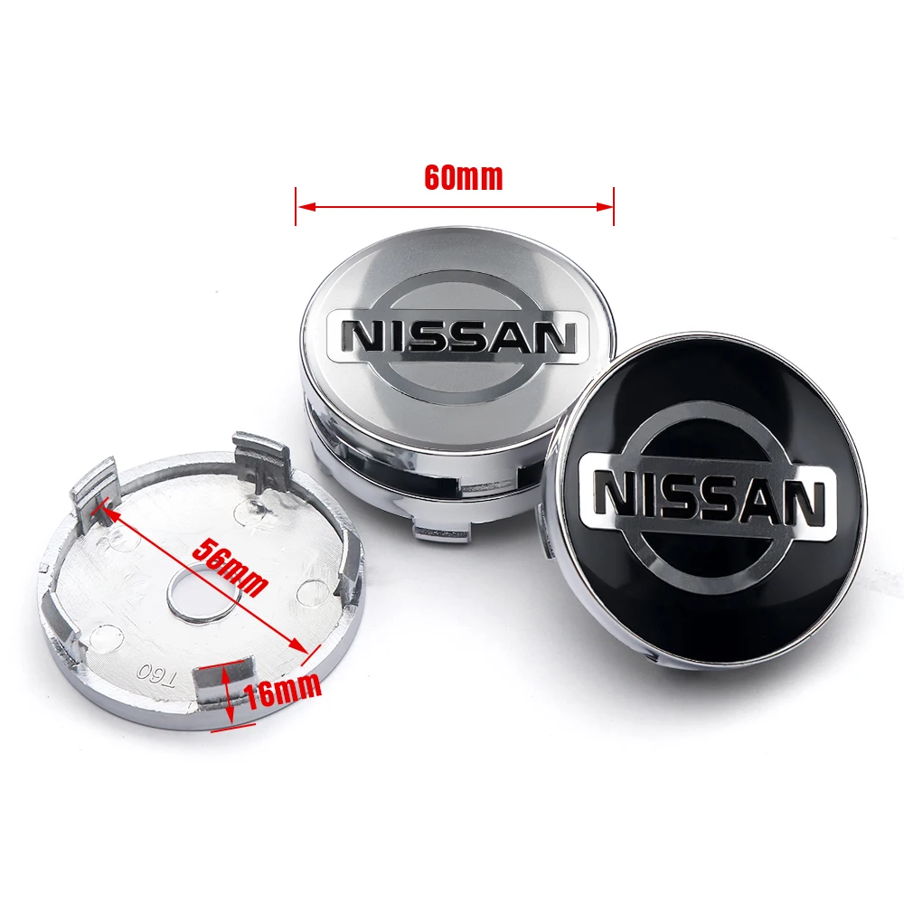 4PCS 56mm/60mm Car Wheel Center Hub Caps Tire Rim Covers Car Accessori For Nissan Nismo X-Trail Almera Qashqai Note Leaf Teana