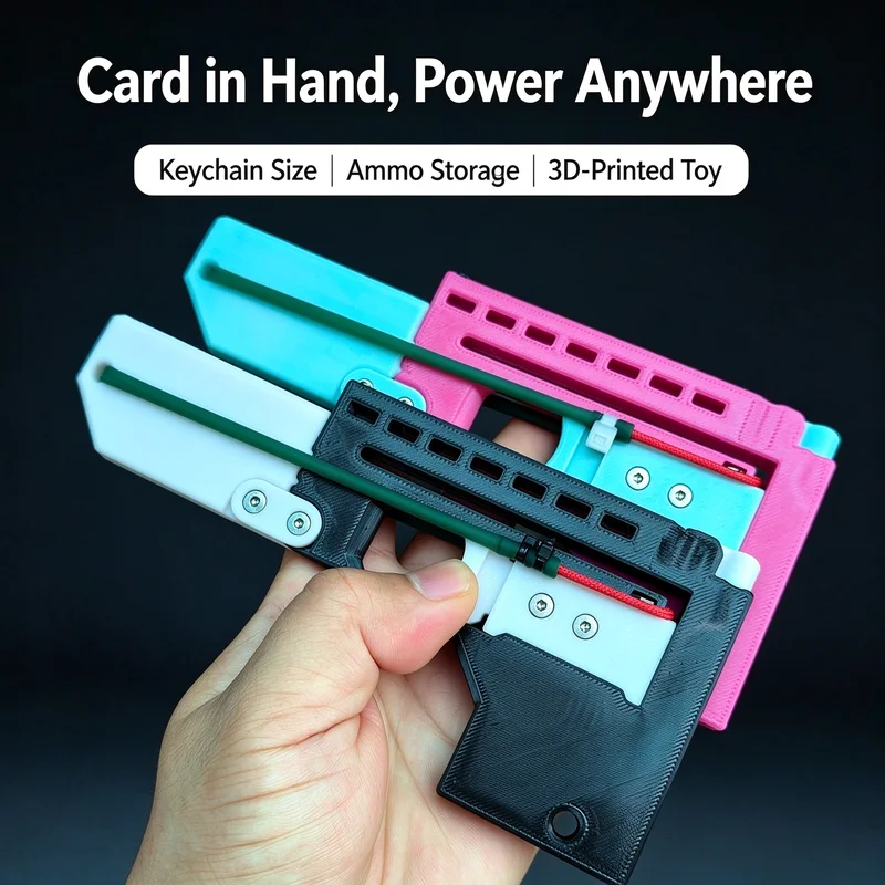 Outdoor EDC Portable Upgraded Card Folding 3D Printing Toy Rubber Band Ejection Entertainment Sports Tools