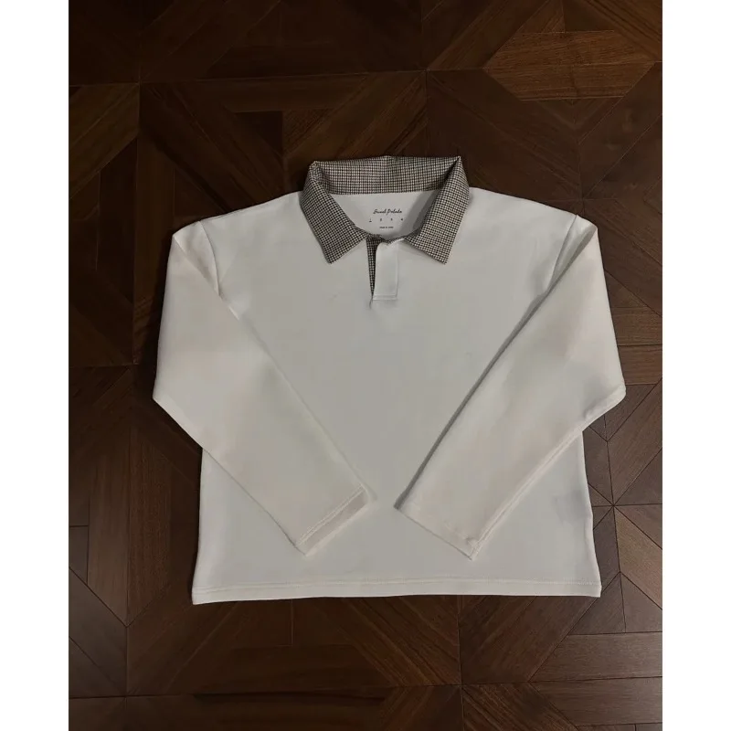 

Men's Casual Polo Shirt Long-sleeved Plaid Collar Design Simple Versatile Unisex Sweatshirt Daily Commuting Tide Bottoming Shirt