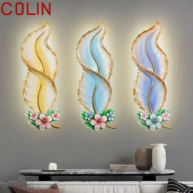 COLIN Modern Plume Wall Lamp LED Interior Creative Resin Sconce Light for Home Living Room Corridor Background Decor