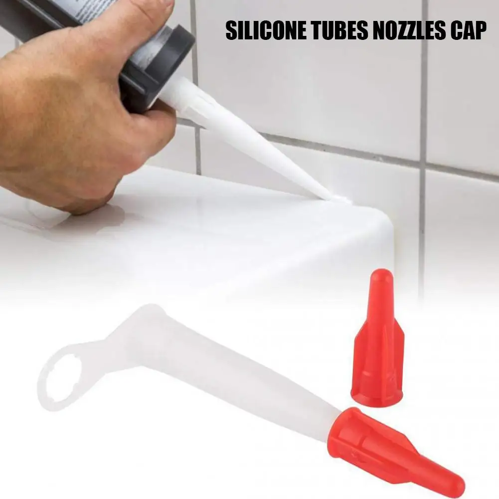 20pcs Silicone Tubes Nozzles Cap Replacement Tips Caulk With Red Nozzles Cartridge Spare Silicone Sealant Home Construction Tool