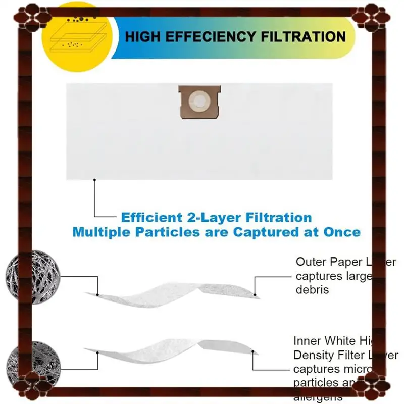 24-Hour Delivery 12PCS Dust Bags VF3503 For Ridgid 6- 9Gallon Wet Dry Vac High-Efficiency Dust Bags Garbage Vacuum Filter Bag Su