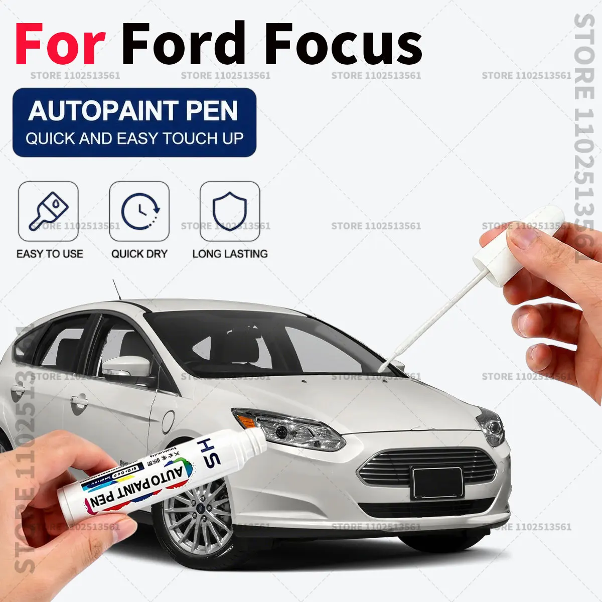 Automotive Touch Up Paint Pen Car Paint Scratch Remover Quick Dry Repair Brush for Vehicle Paint For Ford Focus White ZAFA Black
