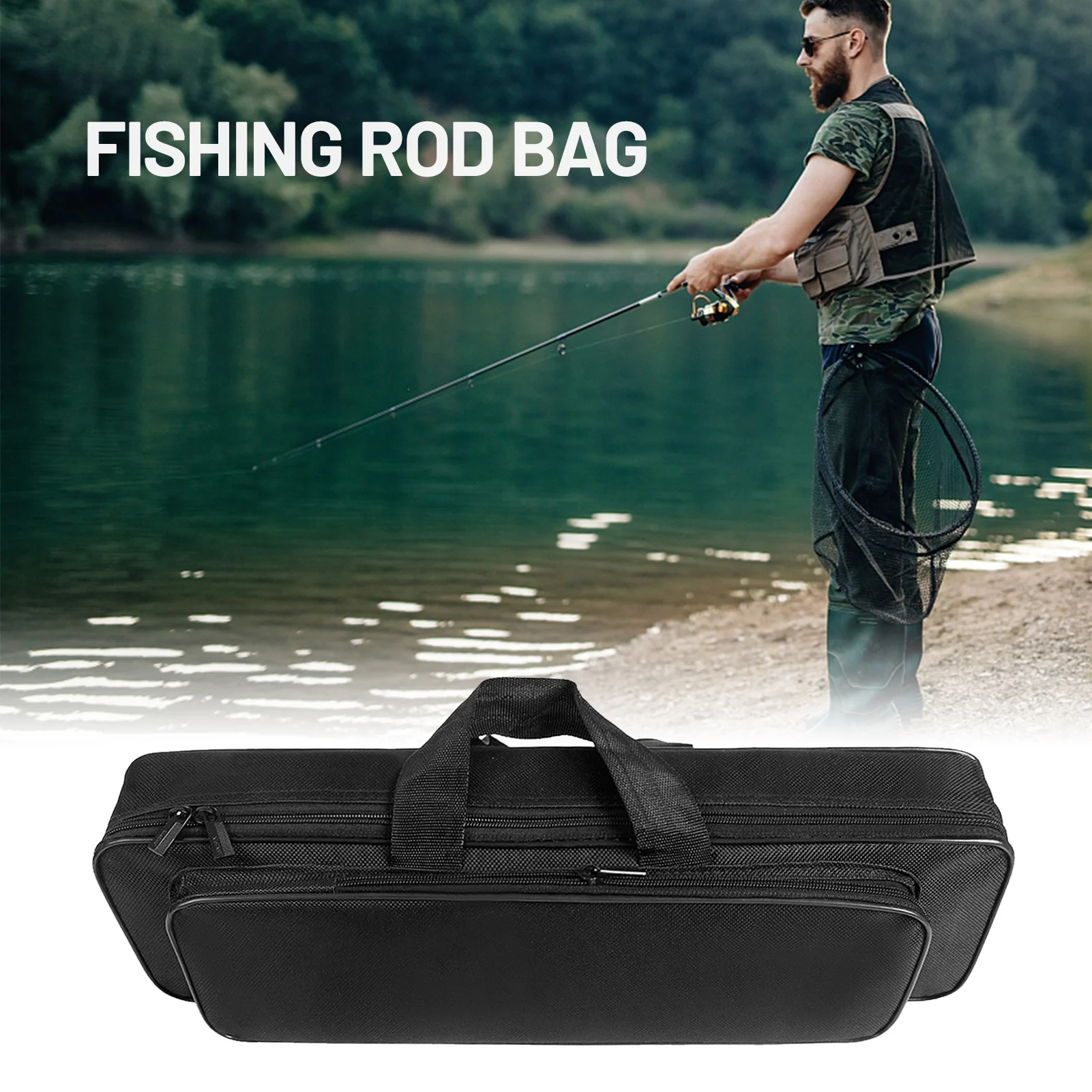 

45CM/50CM/60CM Fishing Rod Bag Water-repellent Fishing Rod Reel Case Bag Adjustable Easy Using Fishing Tackle Tool Storage Bag