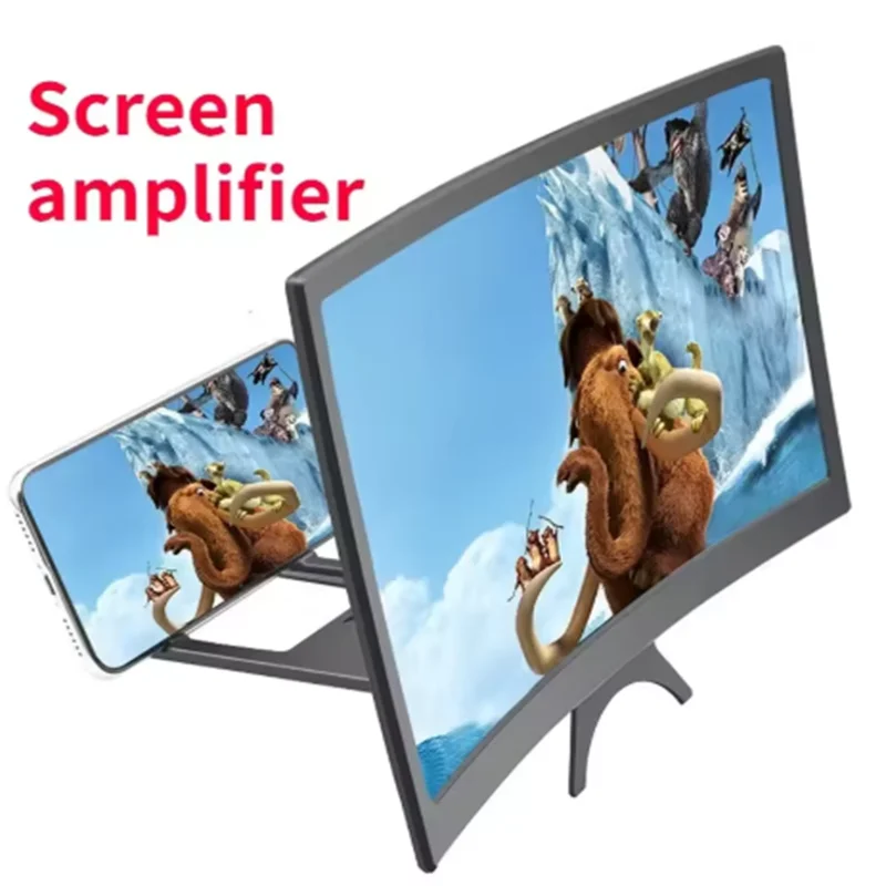 10/12Inch Mobile Phone Curved Screen Magnifier 3D HD Magnifier Movie Video Amplifier Phone Desktop Stand Multi-Functional Holder