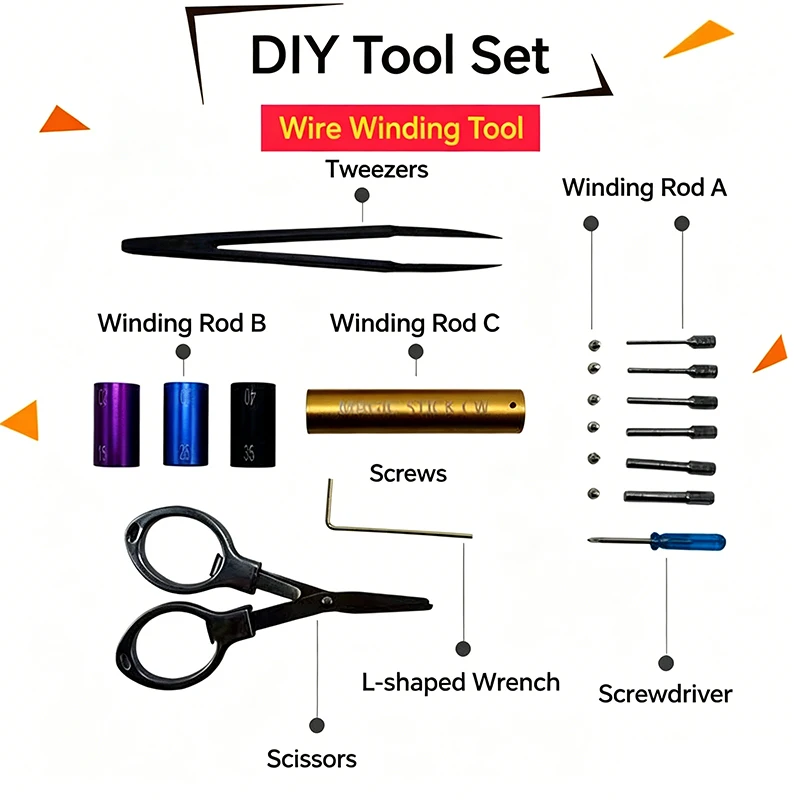 DIY Heating Wire Winding Tool Kit Complete Set With Winding Rod, Pliers, Screwdriver For Electronic Cigarette Coil Building