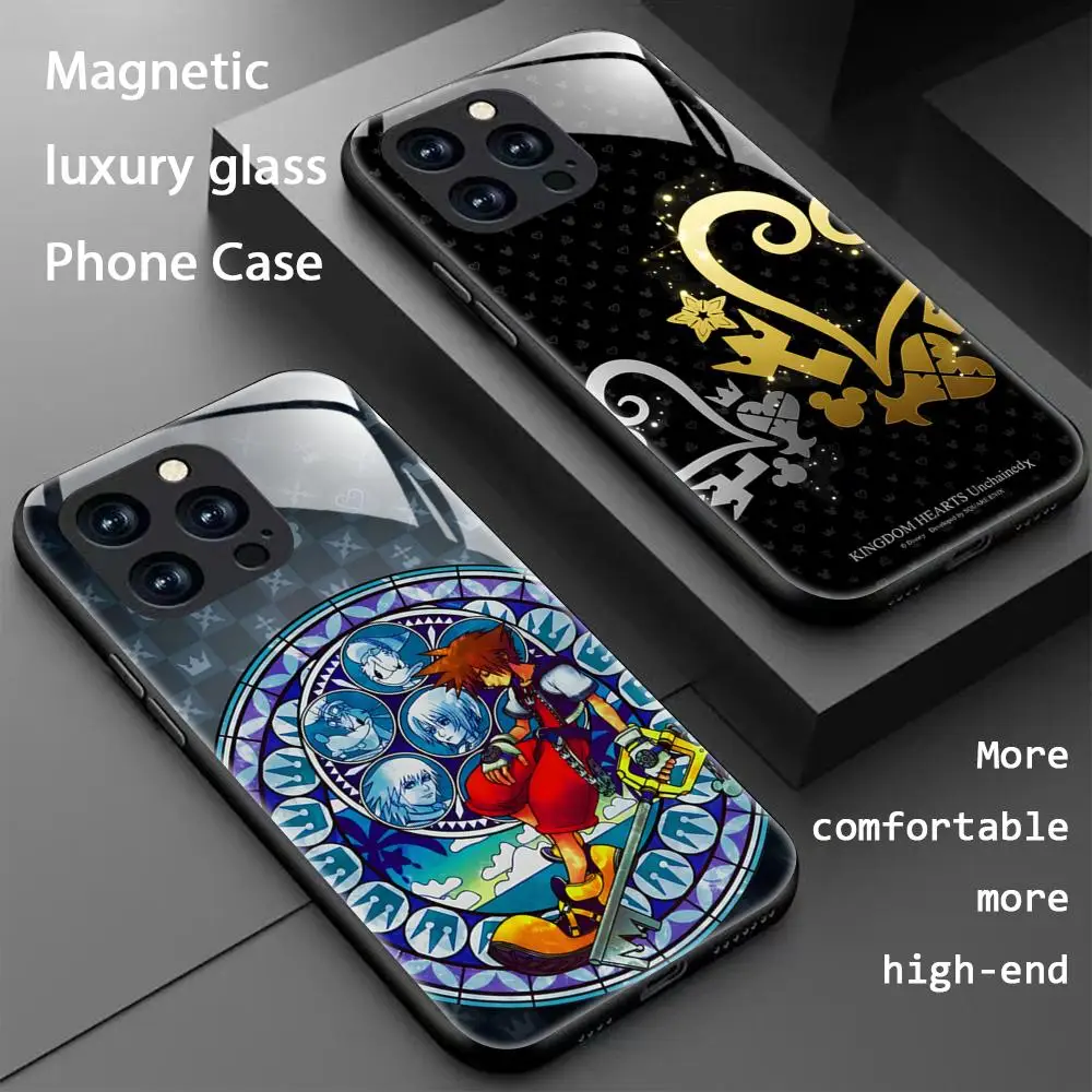 Kingdom Hearts Game Cool Phone Case For iPhone 17 16 15 14 13 12 11 X XR XS 8 Plus Mini Pro Max Glass Magnetic Phone Case