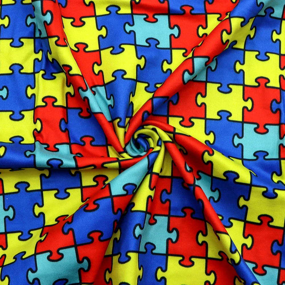 50x145cm Autism Awareness Cotton Fabric Cloth Sewing Quilting Fabrics Patchwork Needlework DIY Handmade Accessories