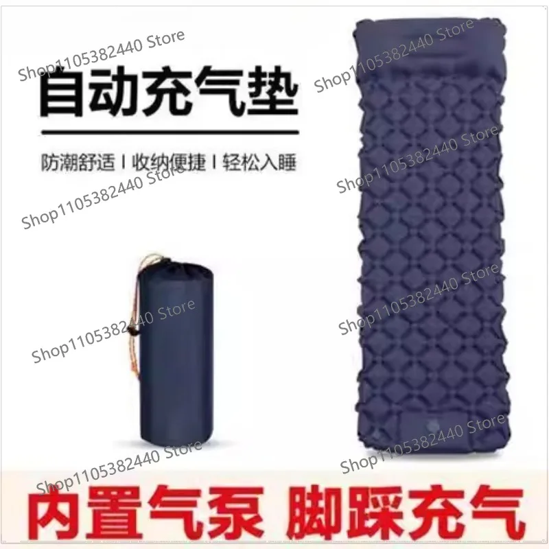 Outdoor Camping Inflatable Mattress Sleeping Pad With Pillows Ultralight Air Mat Built In Inflator Pump Hiking