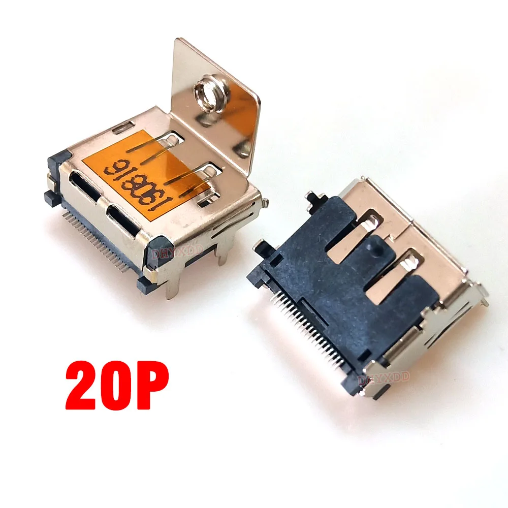 2PCS New Display Port DP Socket 20p Patch Pin With Iron Fixed Pin In-line HD Transmission Interface Connector HDMI-compatible