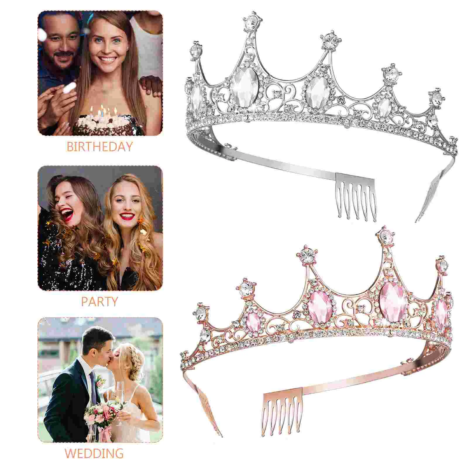 2-delige kroon vrouwelijke bruid meisje outfits cosplay vrouwen strass legering tiara meisjes bruiloft miss decor