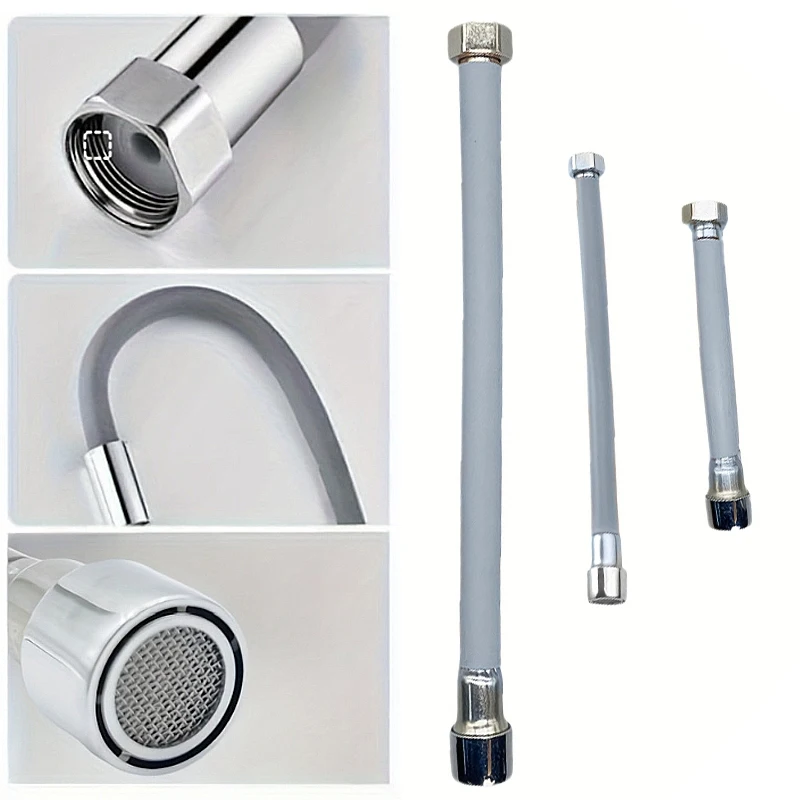 Flexible Faucet Extender 30/50cm Flexible Outlet Hose 360° Rotation Flexible Fixation 201 Stainless Steel And Plastic Structure