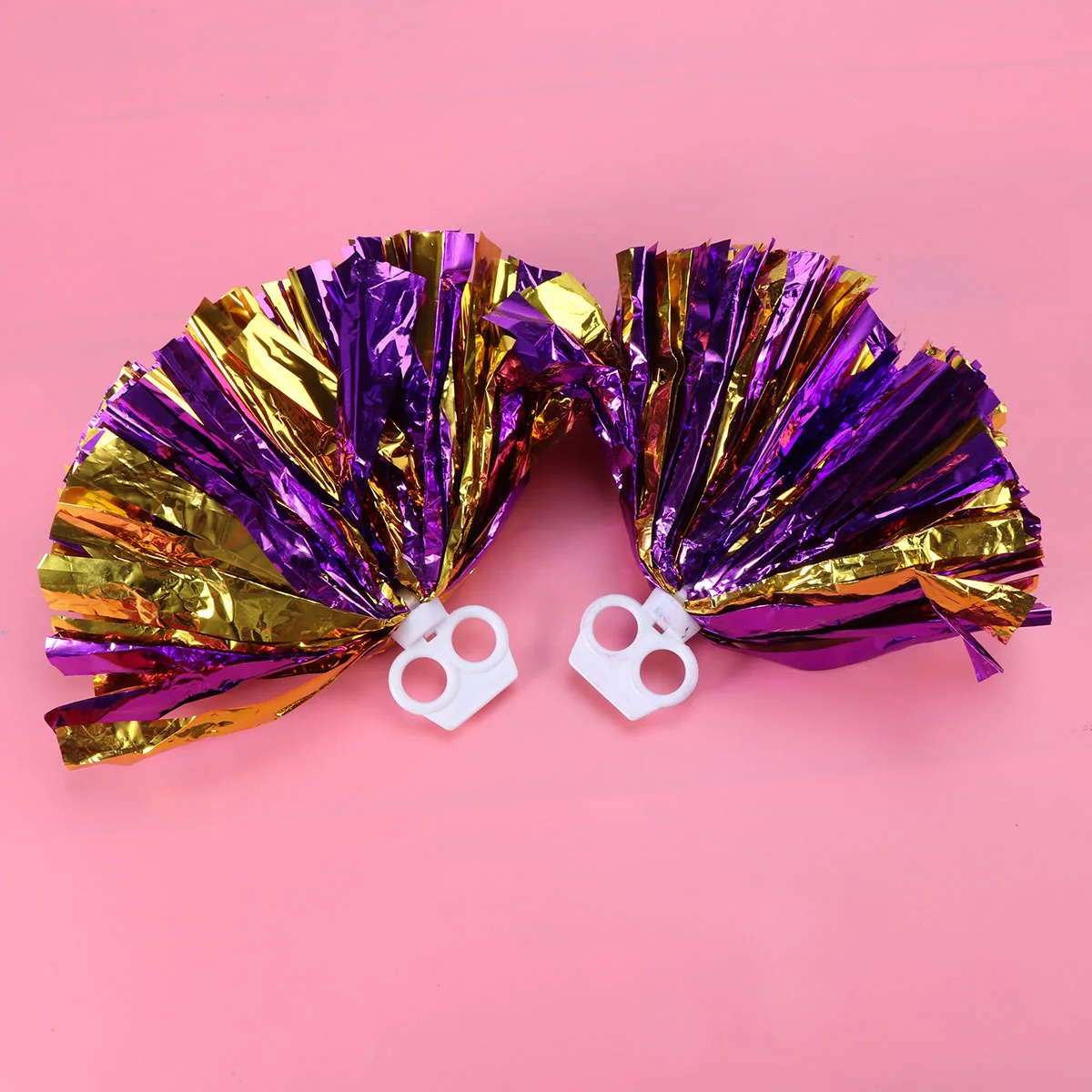 

2 pcs Cheerleader Pom Purple Gold 30Cm Plastic Ring Poms Lightweight Shatterproof Glossy For Kids College High School Sports