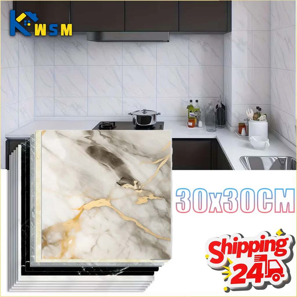 10PC 30x30cm Self Adhesive Faux Tile Wallpaper Waterproof Oil Proof Moisture Resistant for Kitchen Backsplash Countertop Sticker