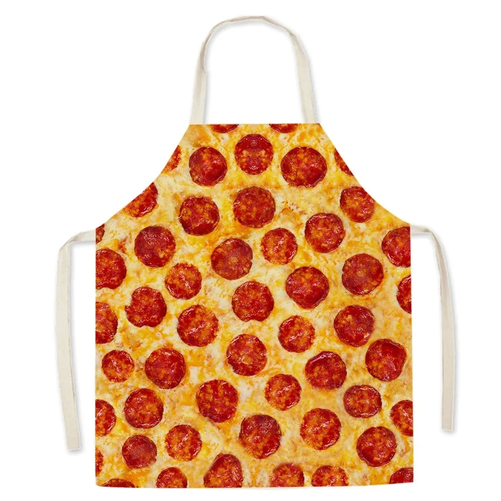 Cute gourmet burger fries pizza pattern apron for men and children sleeveless bib for women kitchen cooking apron