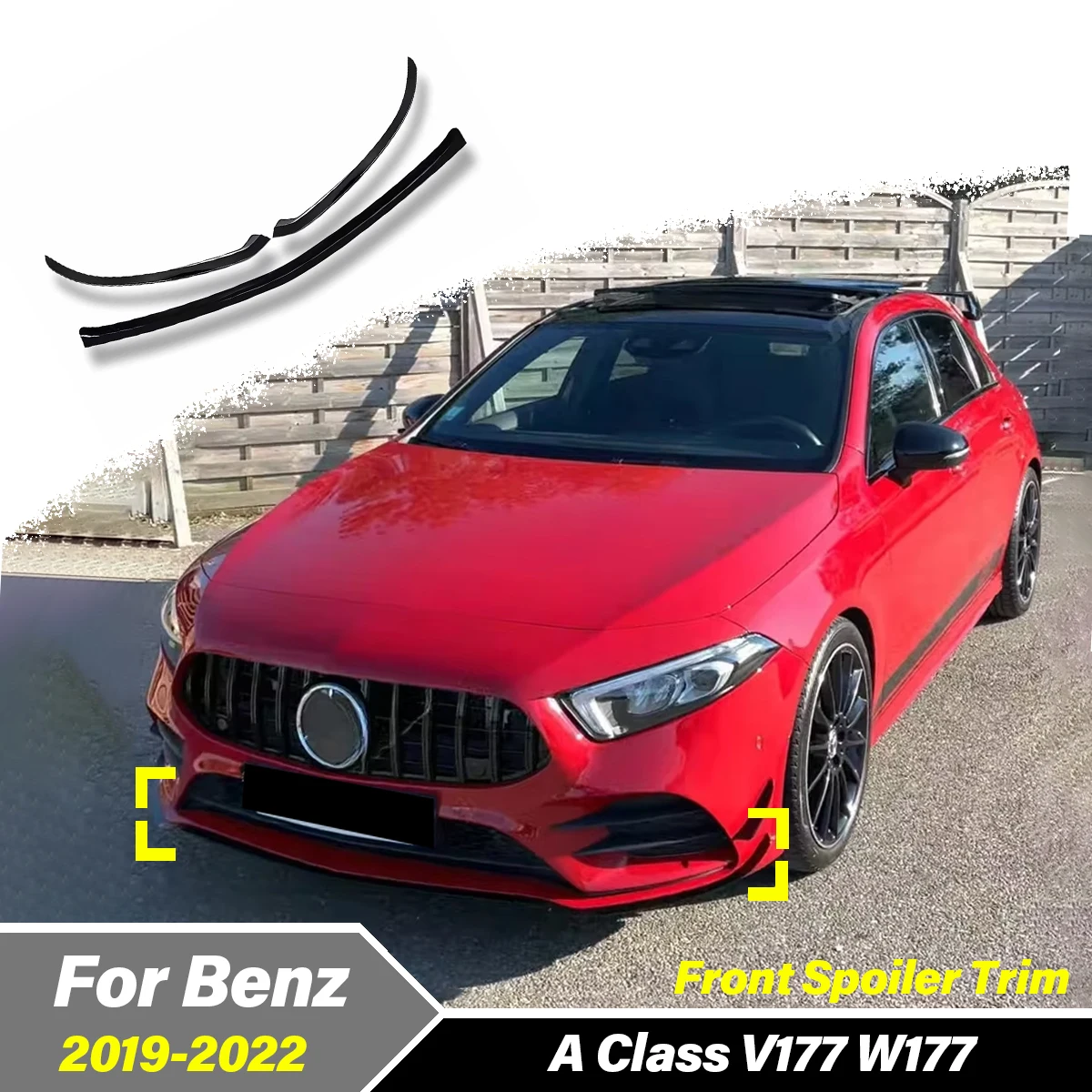 

For Mercedes-Benz A Class V177 W177 2019 2020 2021 2022 Automobile Front Bumper Spoiler Lip Front Fender Decorative Accessories