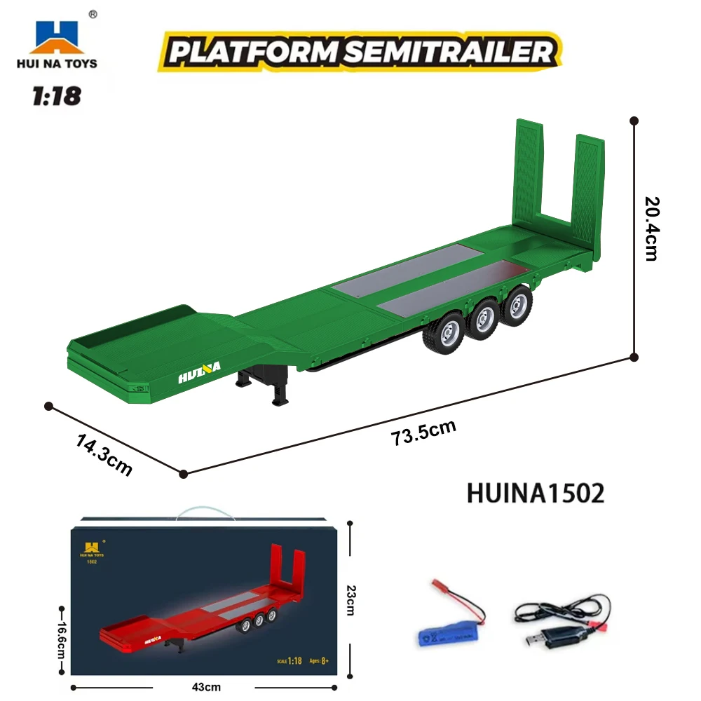 HUINA 1501 Autokop 770S V8 1/18 RC Legering Tractor Truck 19CH Techniek Trailer Truck met Licht en Geluid Tractor Truck Speelgoed