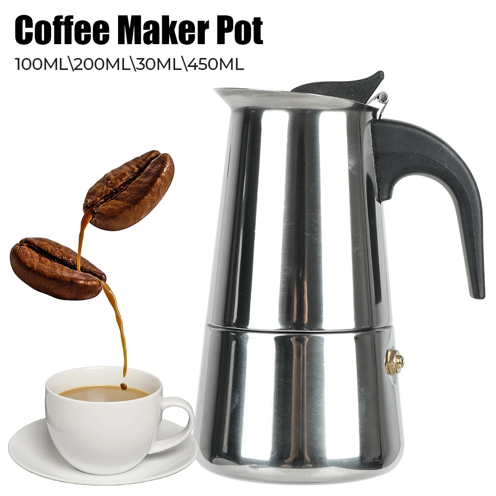 Stainless Steel Moka Coffee Maker Coffee Maker Pot Coffee Pot for Kitchen Mocha Espresso Latte Stovetop Filter 2/4/6/9 Cups