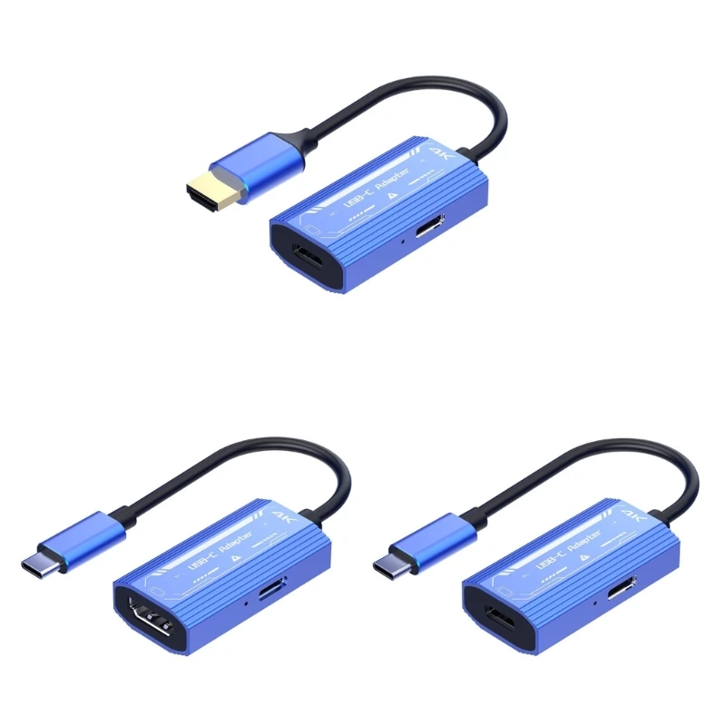 USB C/HD2.0 Adapter 4K@60Hz Transmission Charging Power Cable Cord for AR Glasses Blue DropShipping