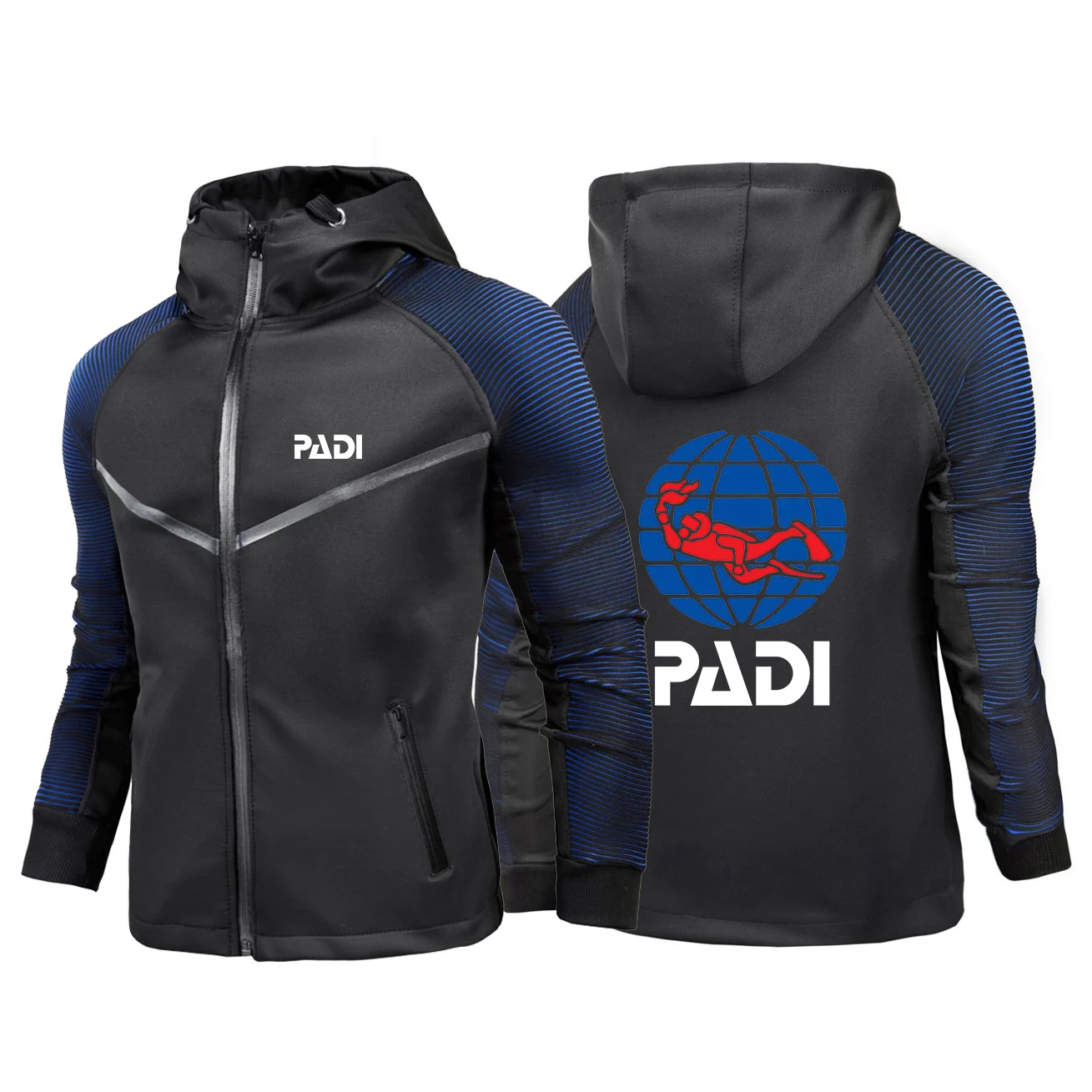 2024 Men New Scuba Driver Padi Printing Custom Made Spliced Zipper Hoodie Jacket Cardigan Racing Suits Hoodies Sportswear Tops