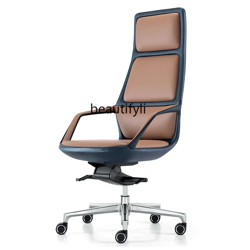 Y Light luxury boss chair, reclining seat office, home leather sedentary and comfortable office computer chair