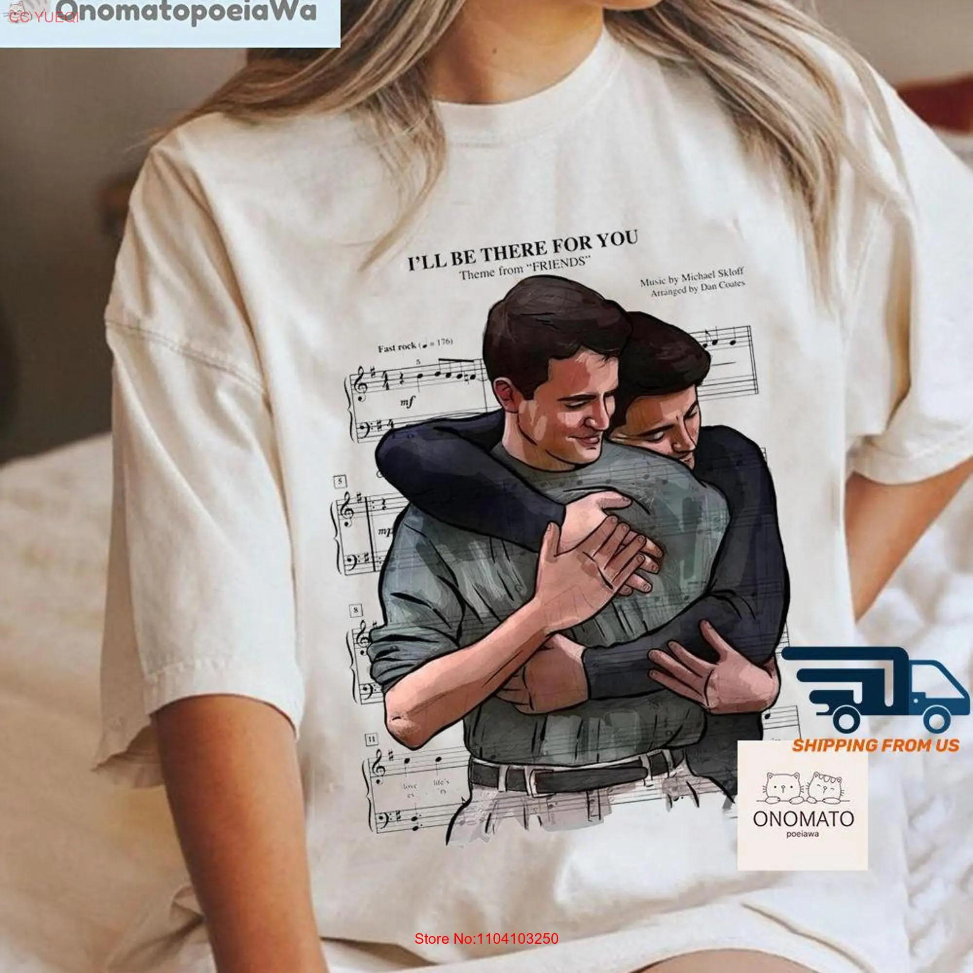 Joey and Chandler Hugging T Shirt Friends TV Show Bing Characters Sitcom long or short sleeves