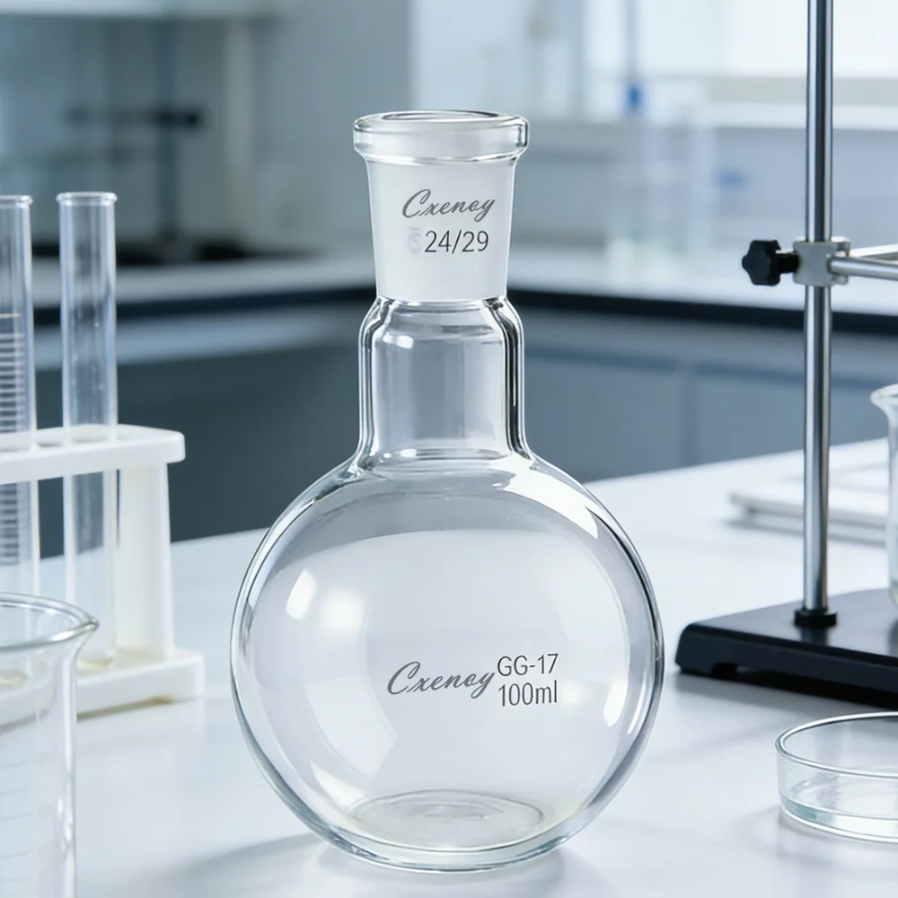 Kolba do wyparki rotacyjnej z borokrzemianowego szkła laboratoryjnego, 24 sztuki, 25-1000 ml, z okrągłym dnem, szkło laboratoryjne. — zdjęcie produktu 5