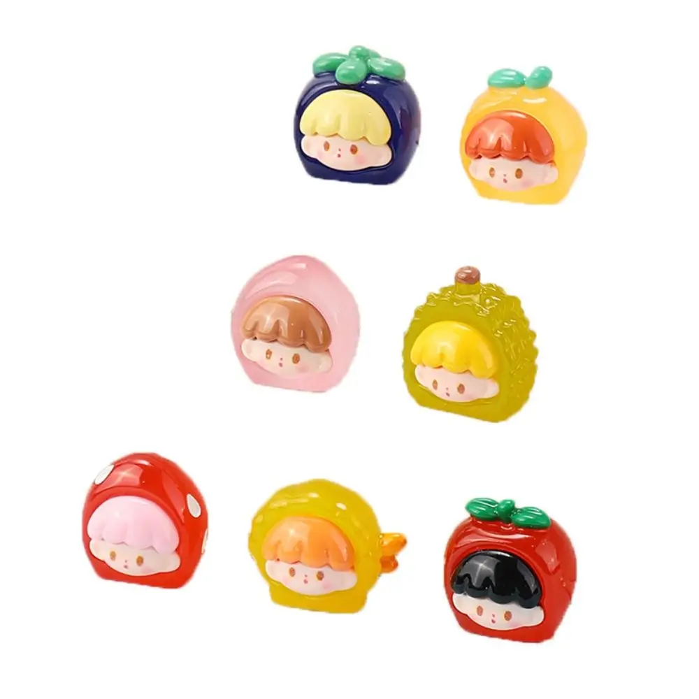 Cute Bright Surface Mini Fruit Girls Model Strawberry Resin Girl Head DIY Figurine 3D Colorful Girl Series Crafts Home Decor