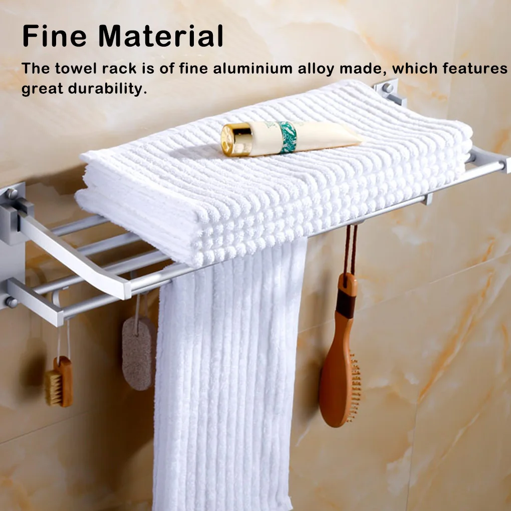 Aluminium Alloy Bath Towel Storage Rack Toilet Washcloth Bracket 50cm