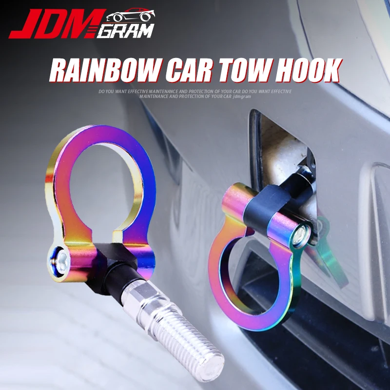 Rainbow Car Tow Hook Universal For Japanese Models Aluminum Towing Flexible Screw Circular Auto Front Kit Safety Accessories