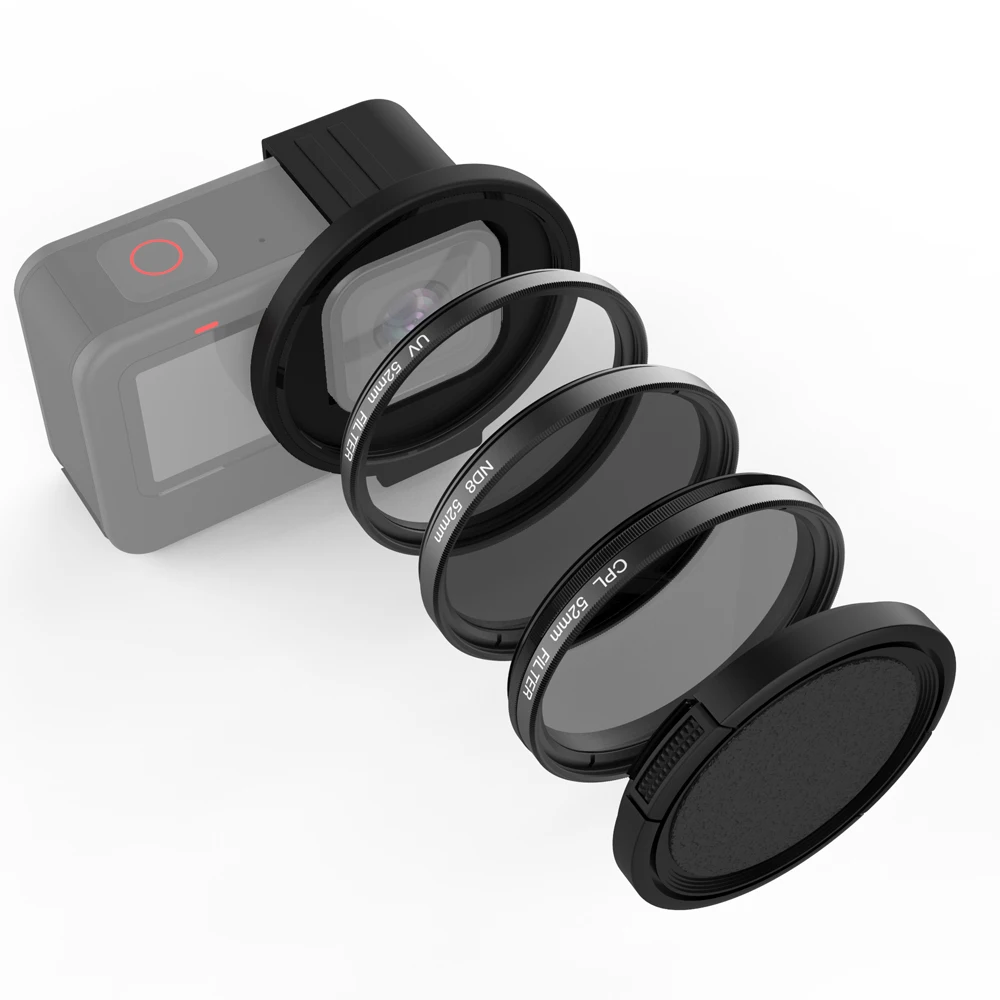 

52mm Filter Adapter Ring Protector CPL ND8 UV Lens for GoPro Hero 13 12 11 10 9 Black Action Camera