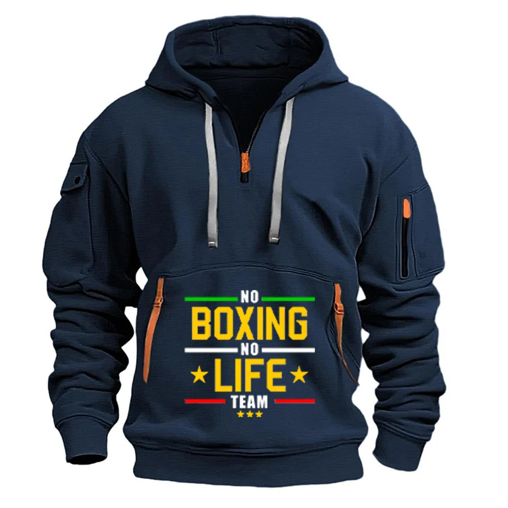 لا الملاكمة لا حياة رياضة ربيع الخريف 2025 جديد نصف سستة تصميم بلوزات الرجال طوق البلوز هوديس قمة الموضة غير رسمية #2