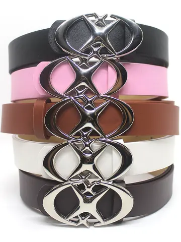 Punk Moon Star Buckle Belt Design Cross Metal Vintage Gothic Men Women Y2k Belt Pu Leather Waistband Jeans Pants Decorative Belt